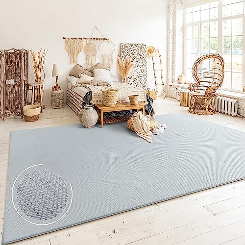 Paco Home Teppich Wohnzimmer Schlafzimmer Kurzflor Skandinavisches Boho Muster Melierte Optik Moderne Einfarbige Deko, Grösse:160x220 cm, Farbe:Grau