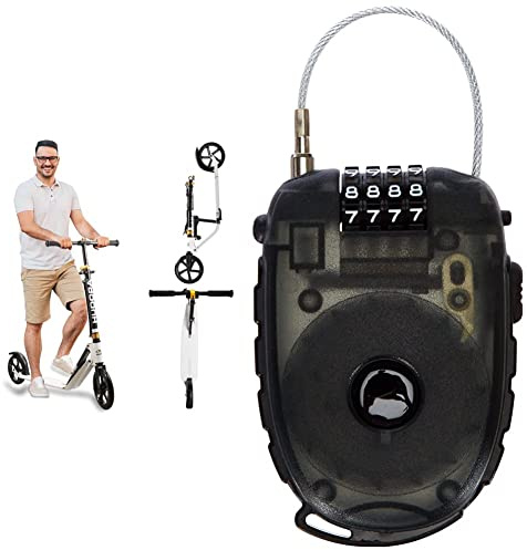 HUDORA BigWheel® Style 230 & M-Wave 230051 Lock'n'Roll Kabelschloss, Fahrradschloss, Vorhängeschloss, 90cm Stahlseil, Universelles Draht-Seilschloss, Schwarz