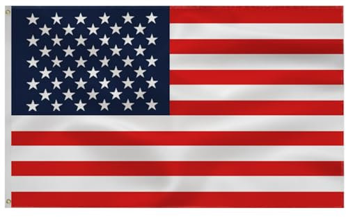Bandiera americana 3 x 5 FT, bandiera americana, bandiera americana, per interni ed esterni, in poliestere di qualità con bordi in ottone a doppia cucitura, decorazione USA FLAG