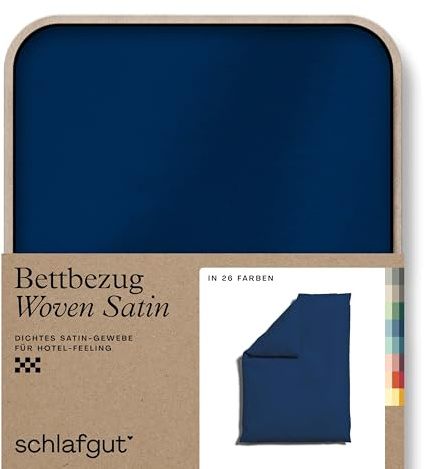 schlafgut Woven Satin Bettwäsche 135x200cm Bettdecke Bezug einzeln, Blue Deep Uni in Hotelqualität mit 100% Baumwolle | Bettbezug, Deckenbezug, Blau, Satin, 100% Baumwolle, Hotelqualität, bügelfrei, OEKO-TEX