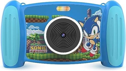 Sonic Caméra interactive pour enfants, 1080p rechargeable tout-en-un appareil photo numérique pour photos et vidéos avec écran de 2, zoom 4x avec 5 filtres amusants, 4 jeux sympas avec carte Micro SD