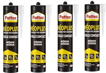 PATTEX Néoplus Colle de Fixation type néoprène - Tous matériaux, intérieur et extérieur, prise immédiate -Cartouche 390g