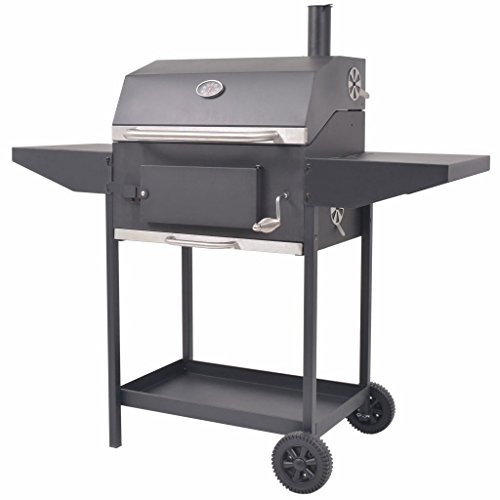 Homgoday Fumoir au Charbon de Bois: Grand Four de Cuisson, Température Contrôlée, Étagères Pratiques - Noir