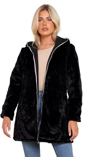 SS7 Femme Manteau réversible en Fausse Fourrure Veste résistante à la Douche