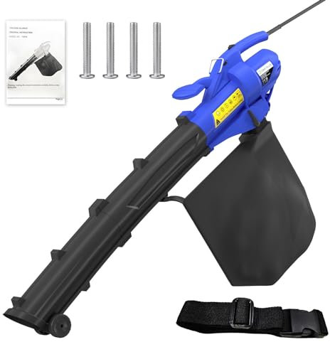 Leaf Blower Vacuum Shredder 3 in 1, 3500W Garden Blower and Vacuum Electric with Wheels, 35L Collection Bag, Carry Strap, Lightweight Design 10:1 Shredding Ratio, 10m Cable