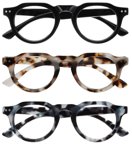 OPULIZE RIO Lunettes de Lecture Anti-Lumière Bleue Lot de 3 - Monture Partie Supérieure Droite - Noir, Marron, Bleu - Hommes et Femmes - BBB53-123 - +1.00