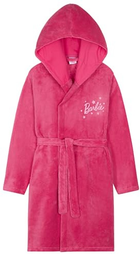 Barbie Bademantel Mädchen, Morgenmantel mit Kapuze und Taschen - Geschenke für Mädchen & Teenager (Rosa, 9-10 Jahre)