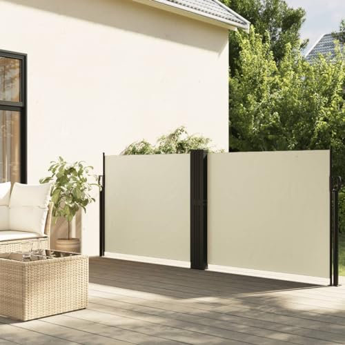 Iiaky Seitenmarkise Ausziehbar Sichtschutz Garten Sichtschutz Ausziehbar Balkon Seitenmarkise Creme 120x1200 cm