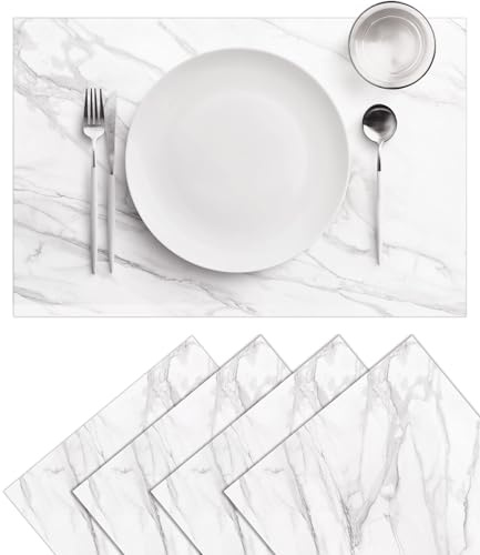 VINILIKO Design | Set de 4 Individuales de Mesa de Vinilo Fabia Rectangular 30x45 cm - Pack de 4, Salvamantel, Impermeable, Lavable, Antimanchas, Antideslizante