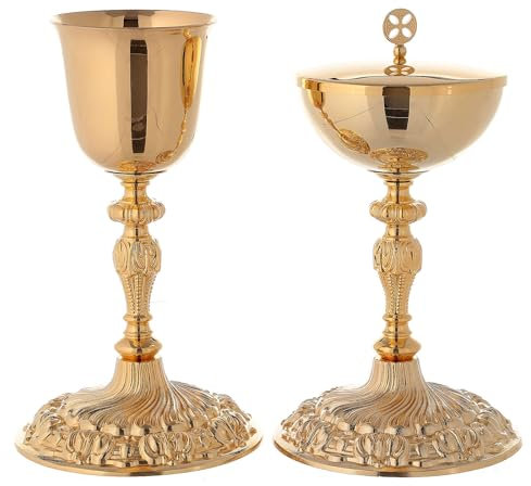 Holyart Calice et ciboire Laiton doré moulé Style Baroque, Calice