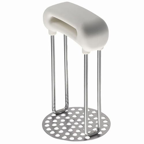 Schiacciapatate piccolo (D 7,1 cm x H 12,4 cm), schiacciapatate in acciaio inox con manico orizzontale, strumento da cucina per avocado, fagioli, patate, patate, verdure