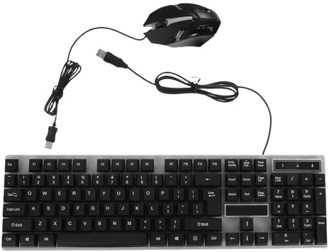 Homoyoyo Tastiera e Mouse Gaming Wired Con Retroilluminazione Colorata Tastiera Ergonomica e Mouse Led Per Computer Accessori Per Giocatori Nero