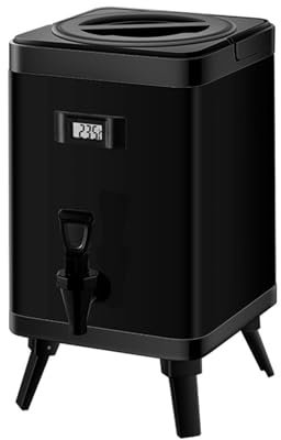 Barril Aislado De Acero Inoxidable, Contenedor De Barril De Aislamiento De Doble Capa, Con Grifo Y Pantalla De Temperatura De Visualización Digital, Para Agua Caliente, Leche, Té, Café,Negro,8L