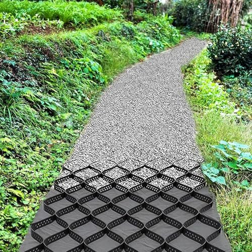 Stabilisateur de Gravier Pavé de Gravier Hdpe Dalle Stabilisatrice pour Gravier, 1/2/3/4/5/6/7/8/9/10m Stabilisation de La Grille Au Sol, Stabilisateur Gravier Exterieur pour Jardin Aménagement Paysag