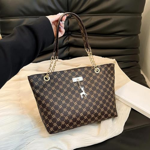AAIXXIZAO Strohtaschen Strandtasche Frauen Einkaufstasche Große Kapazität Handtasche Druck Umhängetasche Trendige Einkaufstasche Geldbörse Kaffee