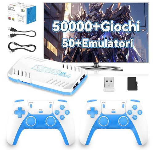 X10 PRO Console di gioco retrò 128G, gioco retrò Stick precarica 50000+ giochi classici con simulatori 50+,Plug & Play Video Game Stick for TV Player Gift,4K HD Output Wireless Controller(blu)