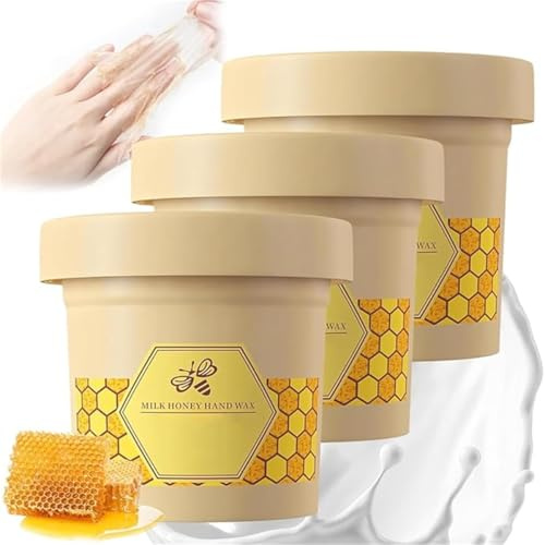 Masque pour les mains à la cire de lait au miel - Masque exfoliant pour hydrater les mains, enlever les peaux mortes, soin des mains exfoliant, masque hydratant pour tous les types de peau (300 g - 3