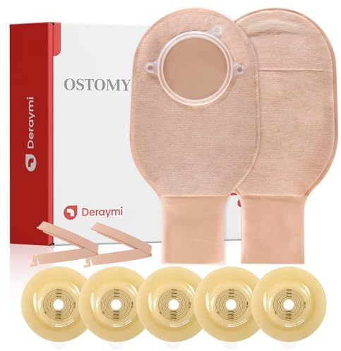 20 PCS Deraymi Convex Ostomy Bags, Two Piece Convex Colostomy Bags Ostomy Supplies, Cut-to-Fit Colostomy Supplies for Stoma Care, Max 45mm (15pcs Pouches+5pcs Convex Ostomy Barriers)