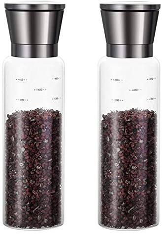 TOTIKI Molinillo Pimienta Juego De 2 Molinillos Sal Y Pimienta, Par Saleros con Vidrio Ajustable para Especias Pepper Grinder(500ml)