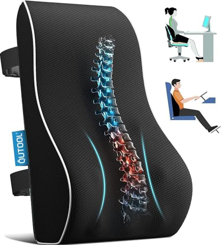 Fosoloni Rückenkissen, Lendenkissen,Ergonomisches aus Memory Foam, Rückenlehne Kissen mit Wulst zur gezielte Unterstützung des unteren Rückens & Verbesserung für eine Bequeme Sitzhaltung (Schwarz)