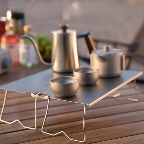 Acouto Ti BBQ Mesa Plegable para Fogata, Barbacoa, Mesa para Acampar, Parrilla para Picnic Al Aire, Mochilero, Escritorio de Acero Duradero, la Parrilla Más Que Hecha, para Acampar de