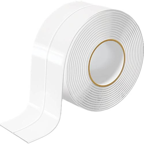 Humyu Dichtungsband Selbstklebend Wasserdicht Weiß, Abdichtband Selbstklebend Wasserfest Fugendichtungsband Anti-schimmel 3.2mx38mm mit Klebehilfe für Küche, badezimmer, Toilette, Wandecke