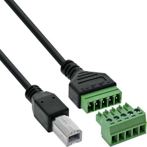 Inline USB-B 92504I - Cavo adattatore maschio a 5 pin, cavo di collegamento per alimentazione e linee dati, codificato a colori, 1 m, fai da te e riparazione