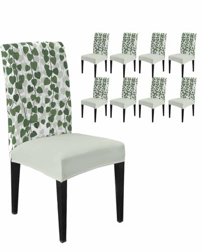 Savannan Chair Covers Set of 8, Spring Plants Ivy Removable Stretchable Parsons Chair Slipcovers Protector for Kitchen Dining Room, Green Heartleaf Philodendron