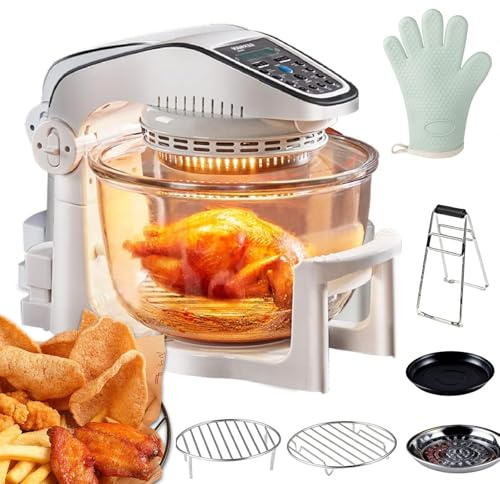 Friggitrice ad aria, Forno friggitrice ad aria alogena da 10 litri con anello di estensione, visiva, capacità for famiglie numerose, autopulente