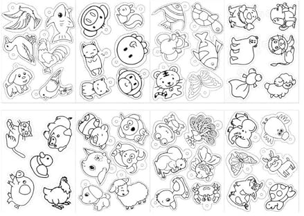 PIXZCSA Schrumpffolien für DIY Projekte: Scrapbooking, Kartenbasteln, Kinderbasteln – Geschenkidee für kreative Köpfe. Schrumpffolie mit Muster für, 8 teiliges Tier Set, 14.5 x 20 cm