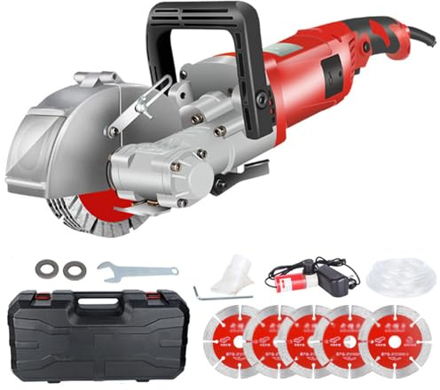 Rozadora Eléctrica, Máquina De Corte De Ranuras 4000W Con 5 Discos, Profundidad Y Ancho Ajustables, 7500 rpm Para Mármol Ladrillo Pared Suelo red