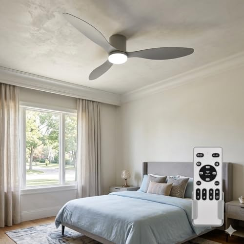 Ventilador de Techo Grande con Luz y Mando 132cm (52), Motor DC Silencioso, 3 Aspas Plástico, LED Regulable, Ventilador Moderno Bajo Consumo para Salones, Blanco