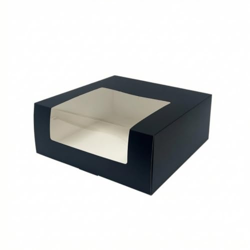 TAIZhiChen Hutschachtel mit Fenster rechteckig Präsentationsbox mit Sichtfenster klar Hutbox für Aufbewahrung, Schwarz, 30x30x14cm