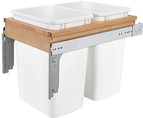 Rev-A-Shelf Top Mount Double Pullout Under Cabinet 35 Quart Kitchen Trash Cans with 150 Pound Rated Full-Extension Slides, 4WCTM-18DM2