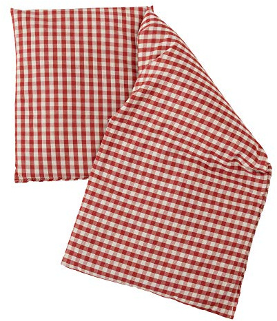 Cuscino riscaldabile - Cuscino con noccioli di ciliegia, 20x50cm. Cuscino termico. Terapia caldo e freddo (Cotone Bio rosso e bianco, diviso en 3 compartimenti)