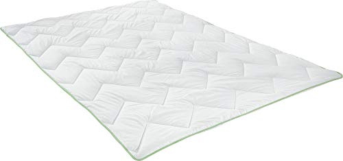 Erwin Müller Leichtsteppbett Inn, Bettdecke Seersucker weiß Größe 155x220 cm - leichte Decke, Feuchtigkeitsabtransport, anschmiegsam, pflegeleicht