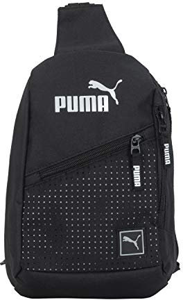 PUMA Unisex No 1 Logo Sidewall Sling Rucksack, schwarz/Silber, One Size