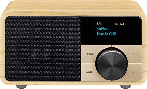 SANGEAN DDR-7 – Kompaktes Retro DAB-Radio mit Bluetooth Lautsprecher, FM-Empfang, integriertem Akku, tragbares Design & Echtholz-Gehäuse, Natural Wood