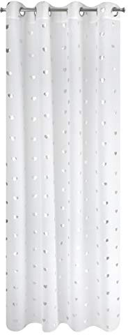 Eurofirany Benay Tenda Liscia Occhielli, 140 x 250 cm, con Cuori, Trasparente, di Alta qualità, per Camera da Letto e Soggiorno, Poliestere, Bianco, 140X250
