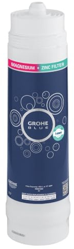 GROHE Filtro Magnesium e Zinco, Filtro di Ricambio per Sistemi GROHE Blue, per Elevare il Gusto dell’Acqua, Ridurne il Residuo Fisso e il Calcare e Arricchirla di Magnesio e Zinco, 400 l, 40691002