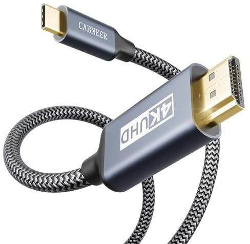 CABNEER USB C auf HDMI Kabel 2M, 4K@30Hz Usbc to HDMI mit Thunderbolt 3/4, HDMI zu USB C für iPhone 15 Pro/Pro Max, für MacBook Air 2018, für Samsung S23, für Dell, für iMac, für Surface Book Usw
