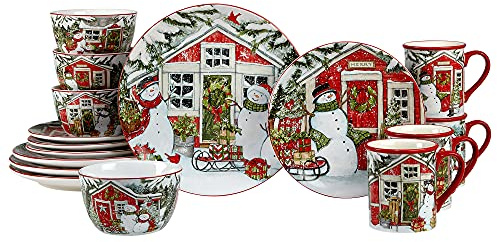 Certified International Snowman's Farmhouse 16 Pc. Dinnerware Set, Service for 4