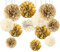 Lot de 12 Pompons Papier de soie Gradient Doré pour Décoration Suspendre de Plafond de Fête,Decoration Table Bapteme,Decoration Mariage Boheme