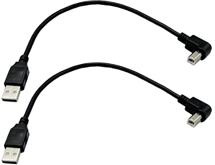 Seadream Angled Printer Cable 2Pack 1FT | USB2.0 A Male Plug to Left Angle USB B Male USB A/B M/M Printer Scanner Cord 90 Degree Angle Design