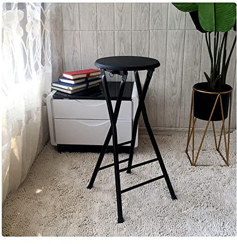 GSKD 60cm 70cm Klappbarer Barhocker Mit Fußstütze Küche Barstühle Tragbare Tresenhocker Bar Hocker Schwarz Weiß Holz Farbe Metallrahmen (Color : Black, Size : 60cm)