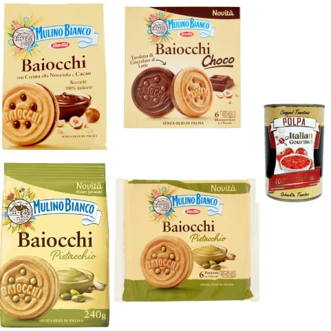 Paquete de prueba Baiocchi avellana y cacao choco pistacho 4 unidades + polpa gourmet italiano 400 g