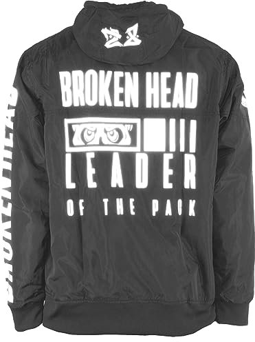Broken Head Windbreaker Leader of the Pack - Jacke für Sport & Freizeit - Regenjacke zum Motorrad-Fahren (L, Schwarz-Reflective)