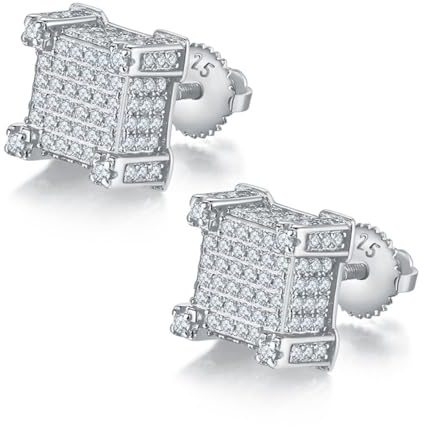 Moissanit-Ohrstecker für Herren, D-Farbe, VVS1, Reinheit, weiß/gelb, Diamantohrringe, S925er-Sterlingsilber, Moissanit-Ohrringe für Damen, mit Zertifikat, Sterling Silber, Moissanit