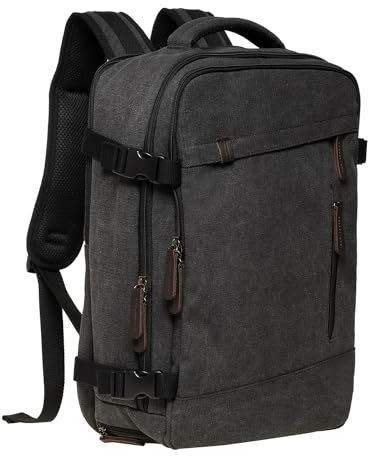 KAUKKO Rucksack Damen Herren mit Laptop Fach 15,6 Zoll für Arbeit, Ausflüge, Uni, 30 * 14 * 42 cm, 40L, 1.13KG (Schwarz JNL-FH10-03)