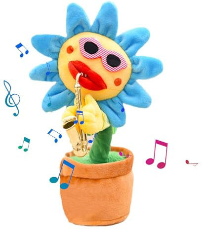 Tanzendes Sonnenblumenspielzeug, Sprechende Sonnenblume, Tanzende Sonnenblume, Leuchtendes, Sprechendes, Sich Wiederholendes Saxophon Aus Weichem Plüsch, Partygeschenke, Dekokissen, 200 Lieder